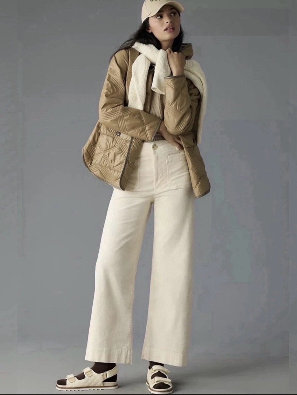 Maeve Anthropologie The Colette Corduroy Wide Leg Pants Cream Ivory Size 27